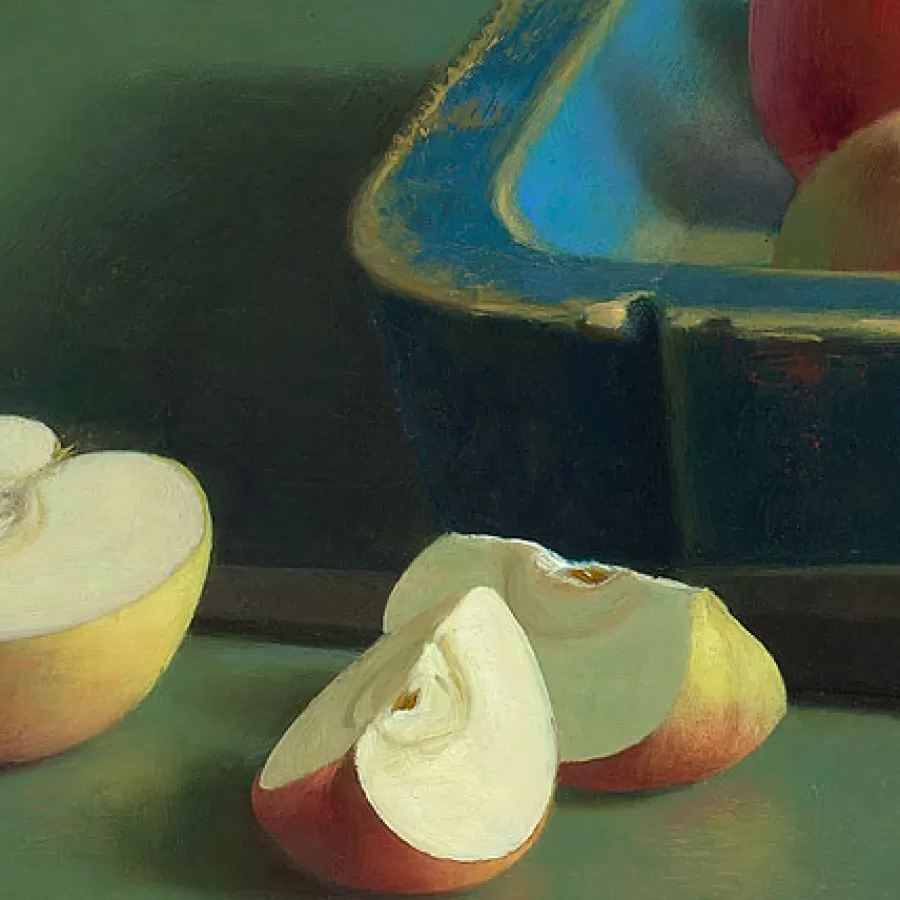 Art Revisited Blauwe bak met appels | Giclées
