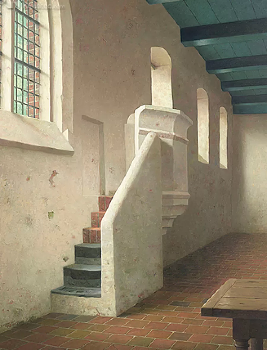 Art Revisited De 13e eeuwse stenen preekstoel in de kerk van Fransum | Giclées