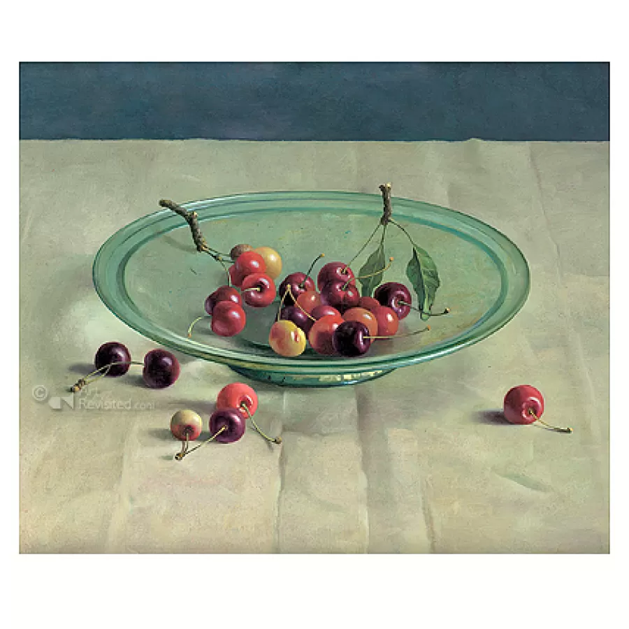 Art Revisited Kersen op glazen schaal | Wenskaarten