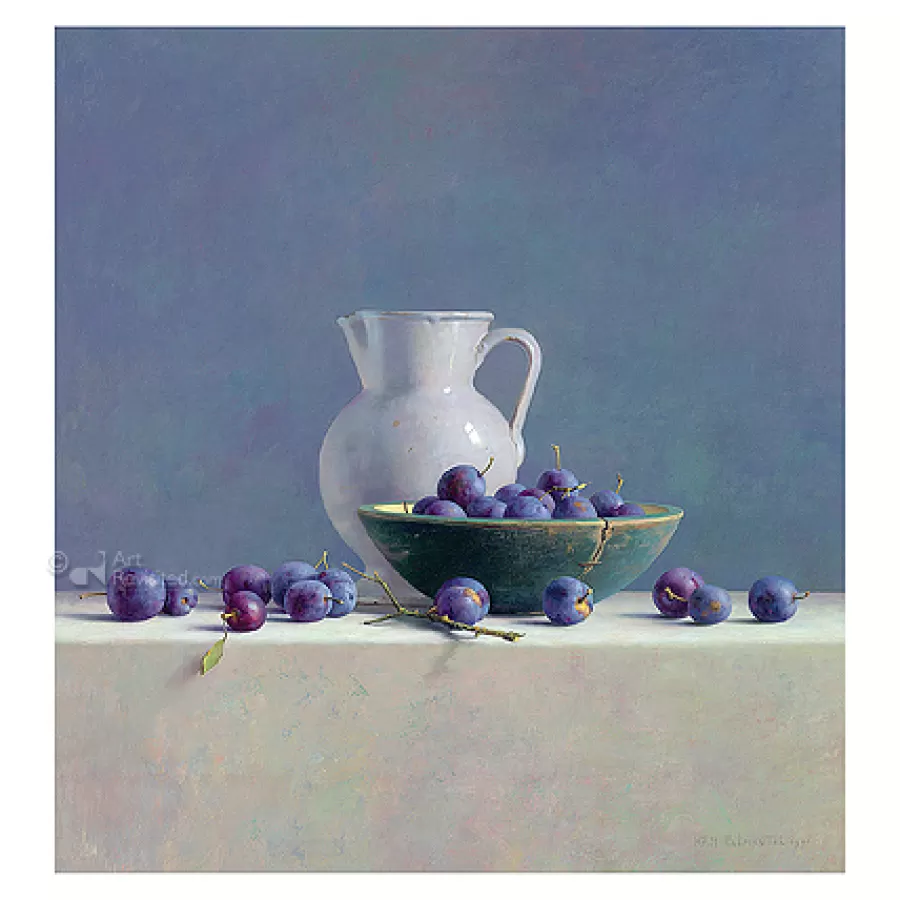 Art Revisited Stilleven met pruimen en Spaanse kan | Wenskaarten