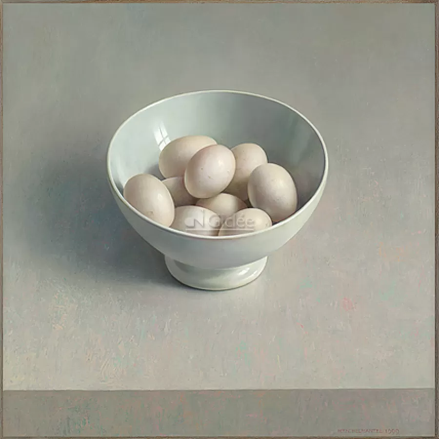 Art Revisited Witte porseleinen kom met eieren | Giclées